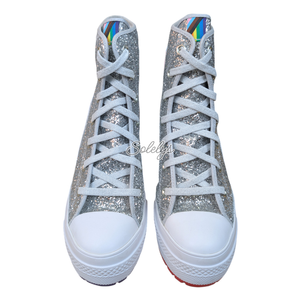Converse Chuck 70 De Luxe Heel Glitter Platform Pride Proud to Be Boot Women 8.5 - Picture 3 of 10